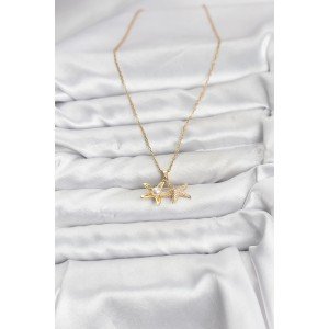 316L Steel Chain Gold Color Starfish Model Zircon Stone Women's Necklace 316L Steel Chain Gold Color Starfish Model Zircon Stone Women's Necklace