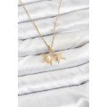 316L Steel Chain Gold Color Starfish Model Zircon Stone Women s Necklace