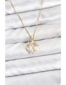 316L Steel Chain Gold Color Sea Theme Model Zircon Stone Women's Necklace