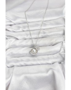 316L Steel Chain Silver Color Pearl and Shell Model Zircon Stone Women's Necklace