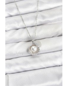 316L Steel Chain Silver Color Pearl and Shell Model Zircon Stone Women's Necklace