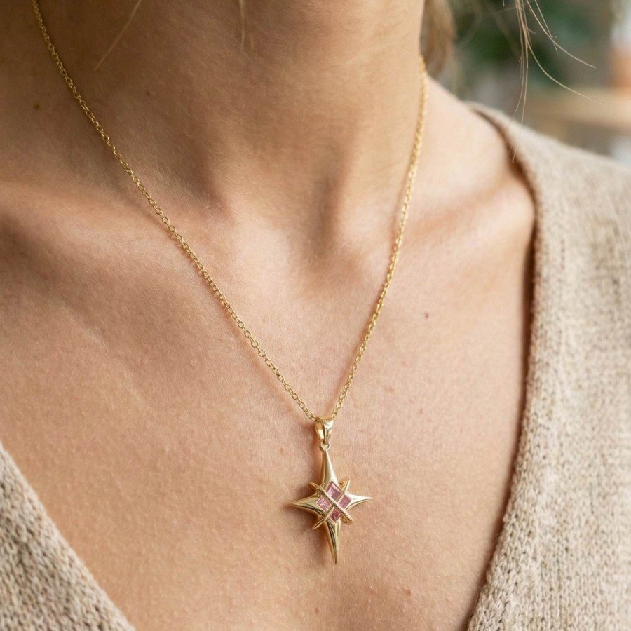 316L Steel Gold Color Zircon Stone Polar Star Model Women s Necklace 316L Steel Gold Color Zircon Stone Polar Star Model Women s Necklace