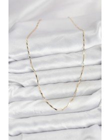 CM 14K Gold Color Thin Cut Bar Model Chain Women's Necklace