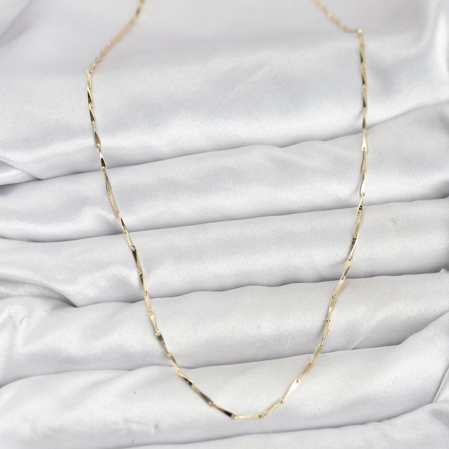 CM 14K Gold Color Thin Cut Bar Model Chain Women s Necklace