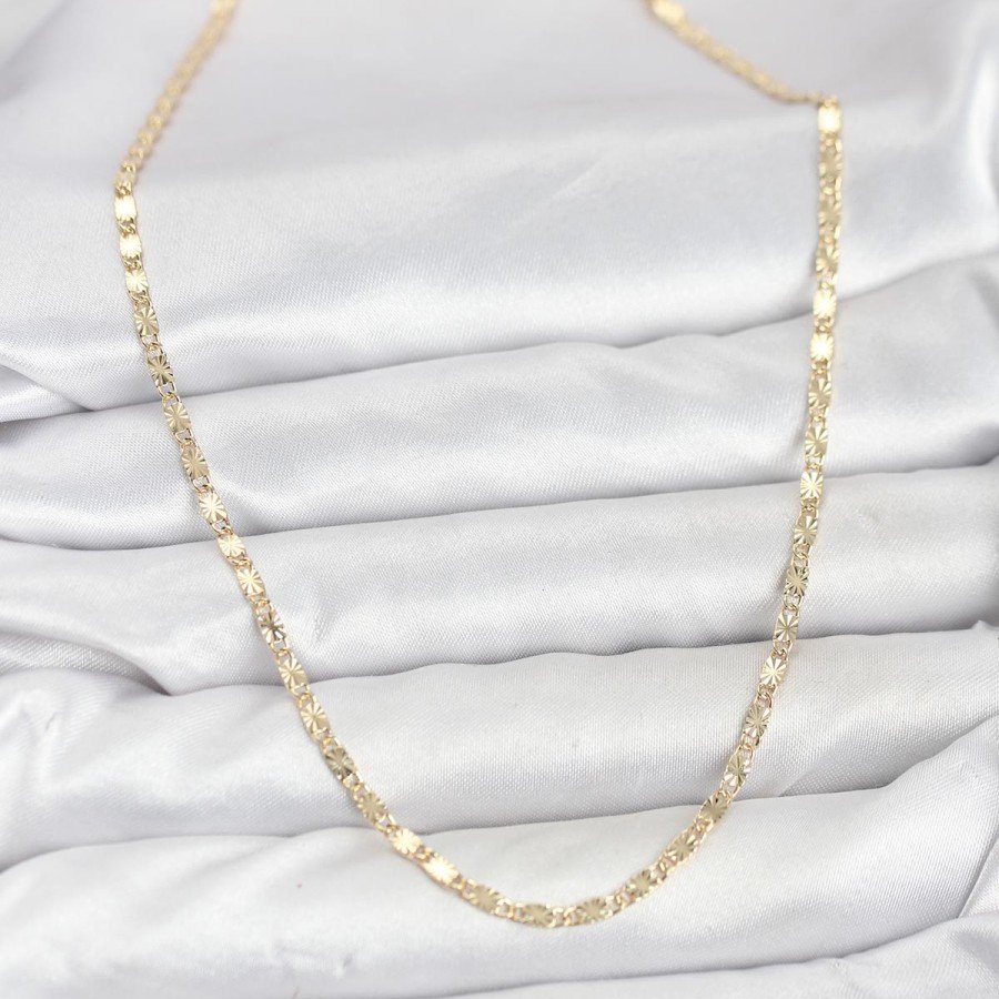 CM 14K Gold Color Laser Chain Model Women s Necklace