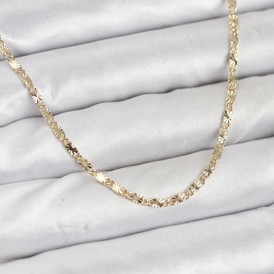 CM 14K Gold Color Laser Chain Model Women s Necklace