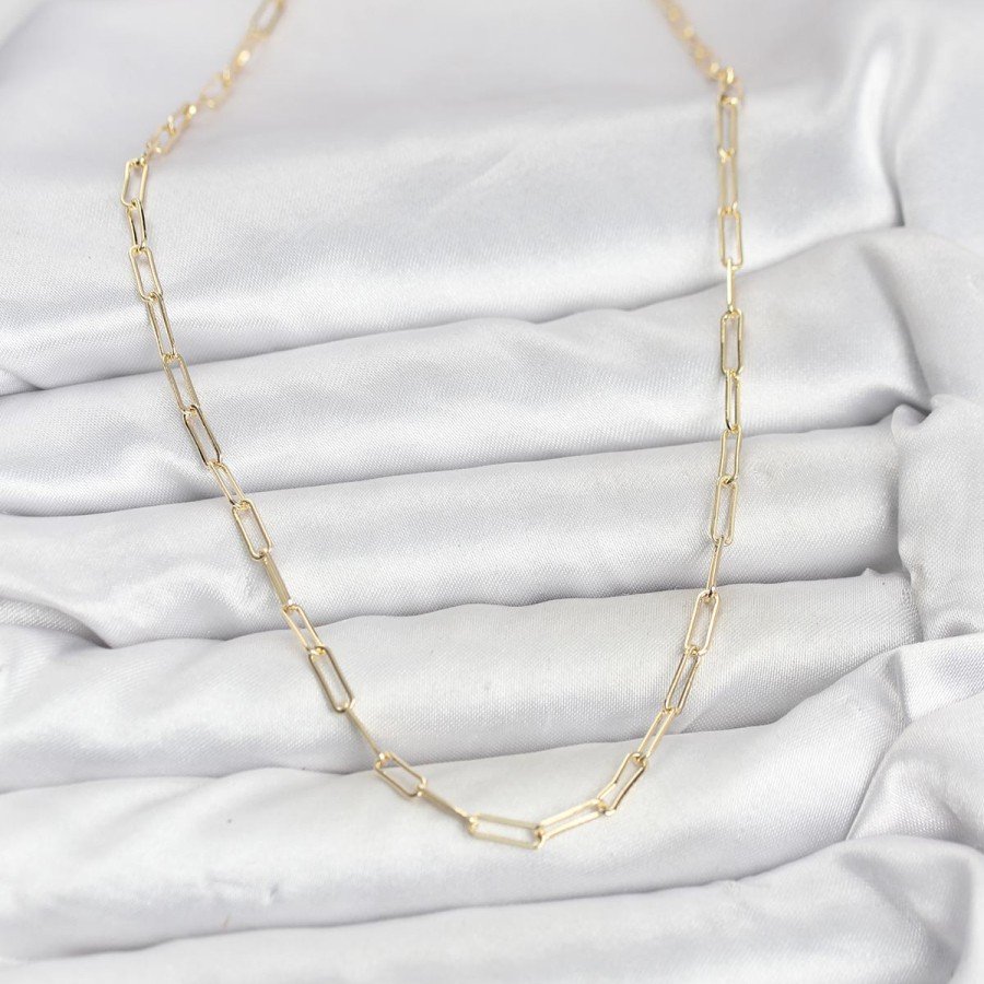CM 14K Gold Color Brass Paperclip Chain Women s Necklace CM 14K Gold Color Brass Paperclip Chain Women s Necklace