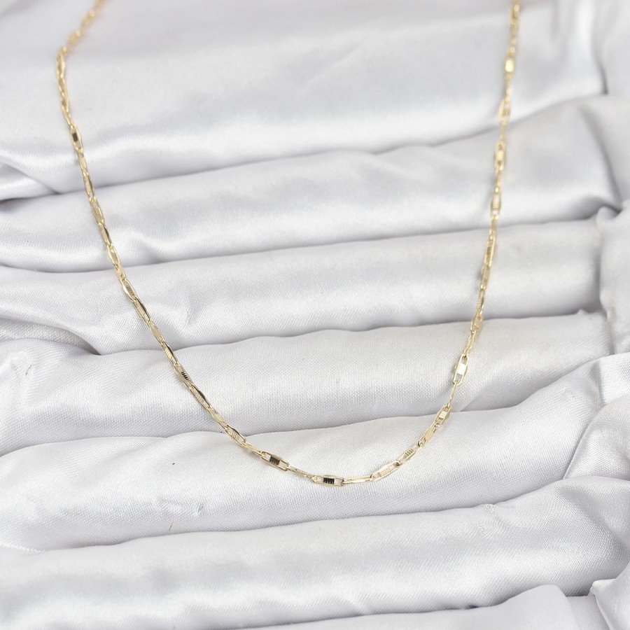 CM 14K Gold Color Brass Paper Clip Chain 60 cm Women s Necklace CM 14K Gold Color Brass Paper Clip Chain 60 cm Women s Necklace