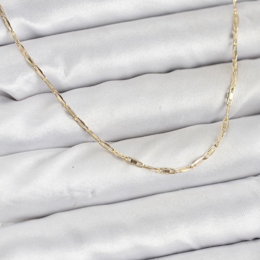 CM 14K Gold Color Brass Paper Clip Chain 60 cm Women s Necklace CM 14K Gold Color Brass Paper Clip Chain 60 cm Women s Necklace