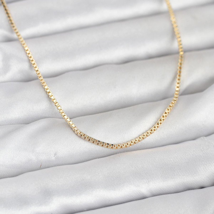 CM 14K Gold Color Square Chain Model 60 cm Women s Necklace