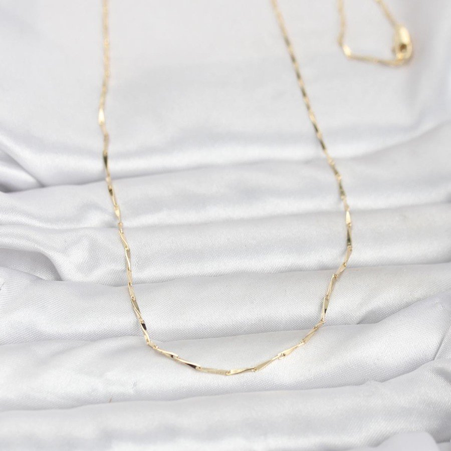 CM 14K Gold Color Bar Cut Chain Model 60 cm Women s Necklace