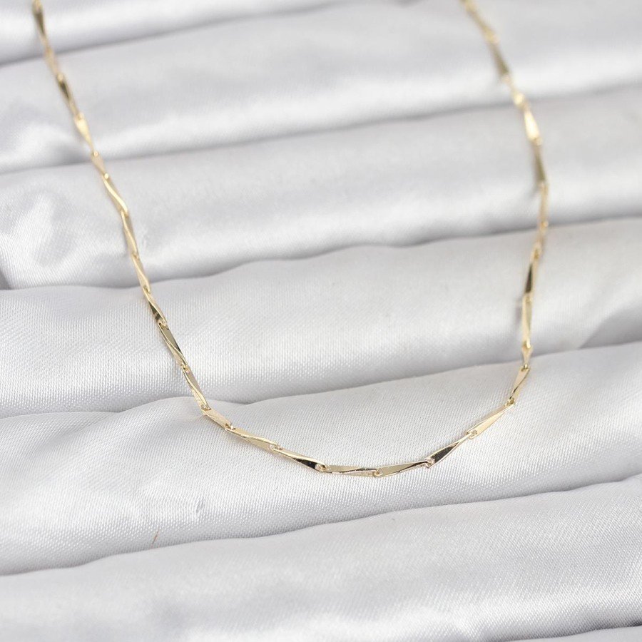 CM 14K Gold Color Bar Cut Chain Model 60 cm Women s Necklace