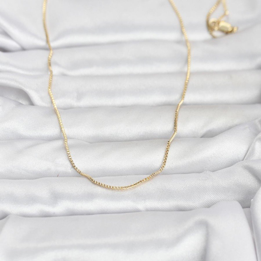 CM 14K Gold Color Thin Square Chain Model 60 cm Women s Necklace