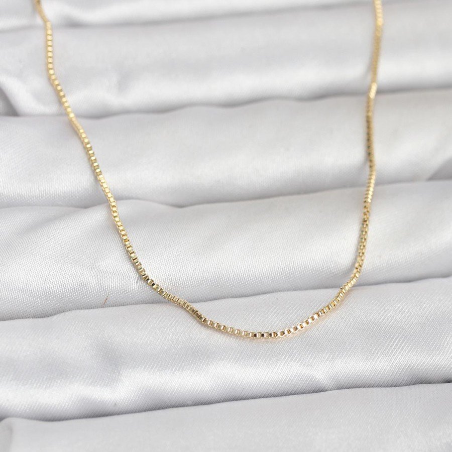 CM 14K Gold Color Thin Square Chain Model 60 cm Women s Necklace