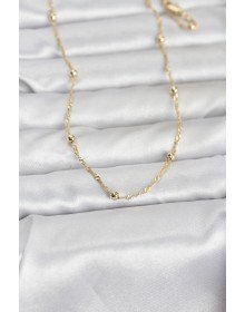 CM 14K Gold Color Twist and Ball Chain Model 60 cm Women's Necklace