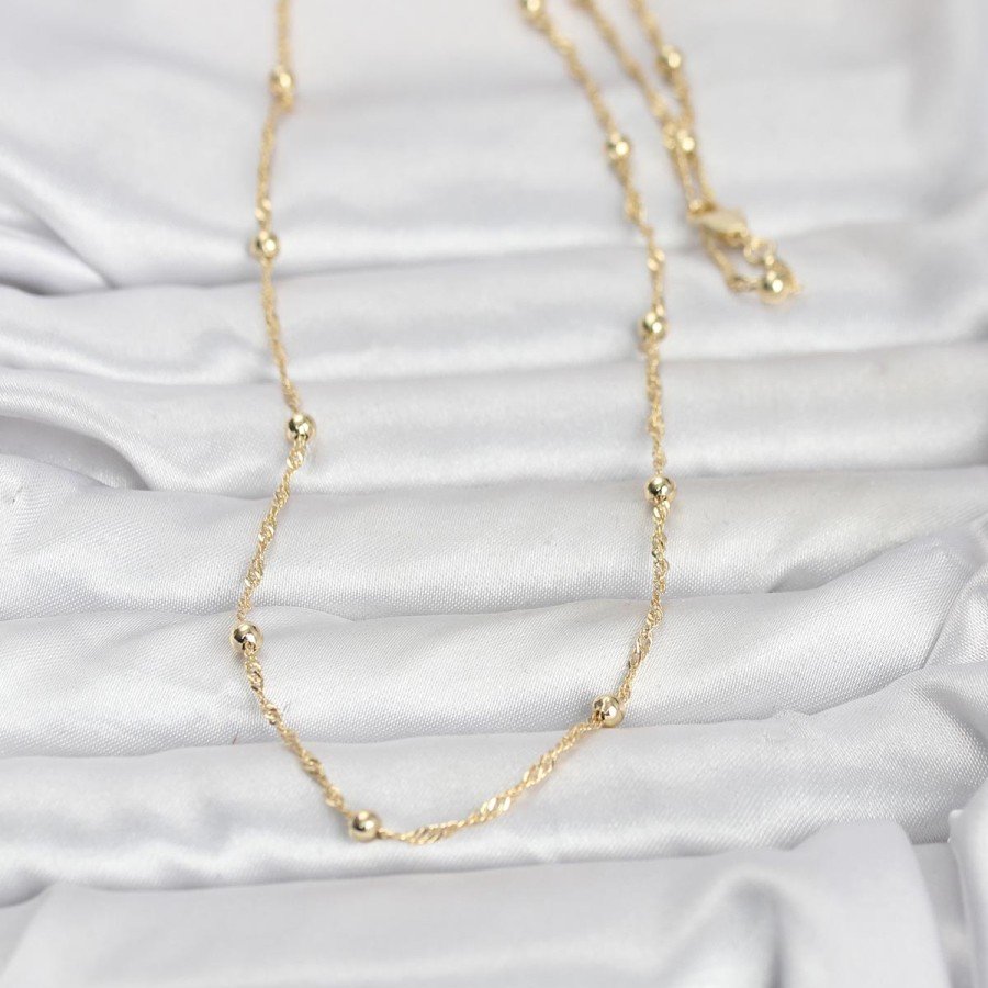 CM 14K Gold Color Twist and Ball Chain Model 60 cm Women s Necklace