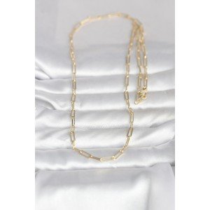 CM 14K Gold Color Paperclip Chain Model 60 cm Women's Necklace CM 14K Gold Color Paperclip Chain Model 60 cm Women's Necklace