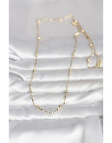 CM 14K Gold Color Cut Bar Chain Heeled Model 60 cm Women's Necklace