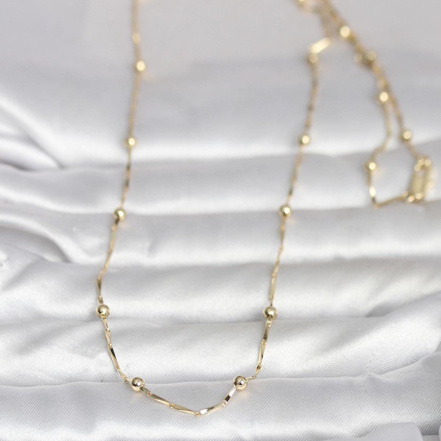 CM 14K Gold Color Cut Bar Chain Heeled Model 60 cm Women s Necklace CM 14K Gold Color Cut Bar Chain Heeled Model 60 cm Women s Necklace