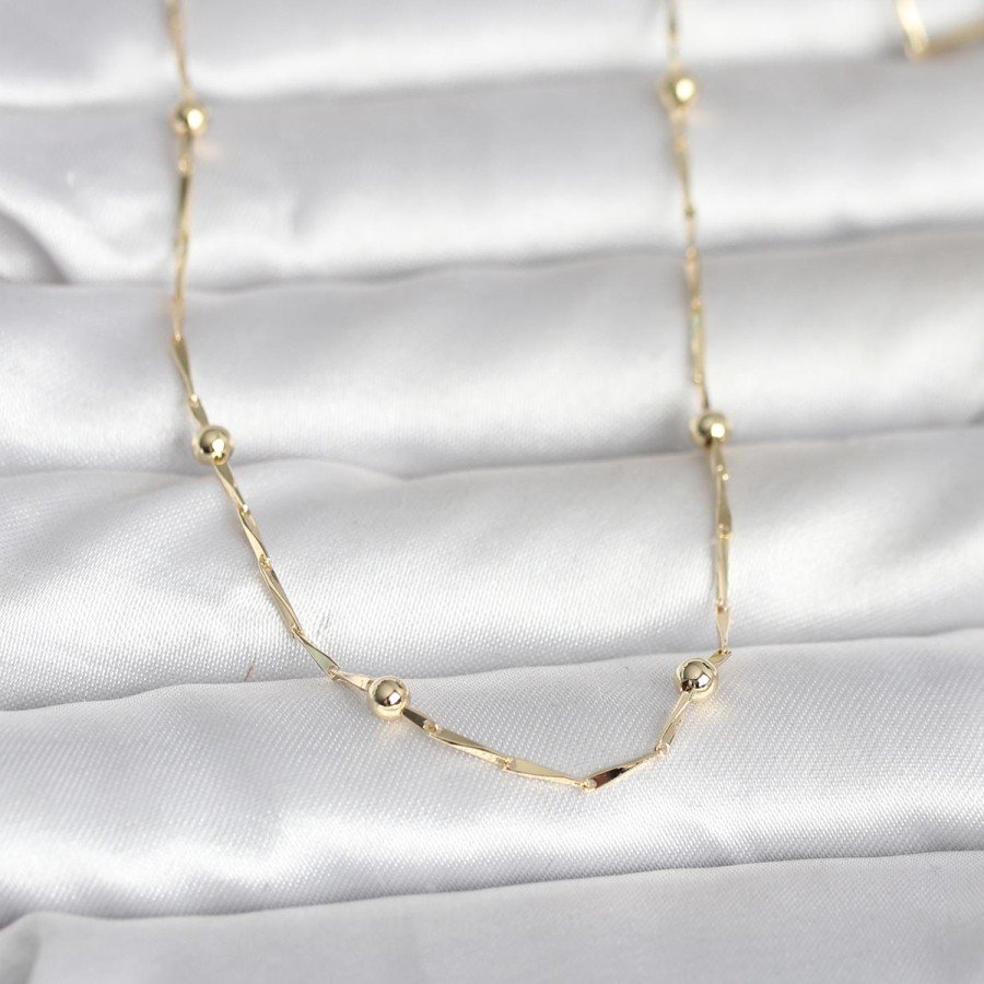 CM 14K Gold Color Cut Bar Chain Heeled Model 60 cm Women s Necklace CM 14K Gold Color Cut Bar Chain Heeled Model 60 cm Women s Necklace