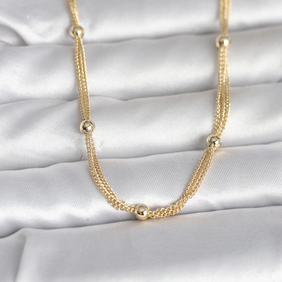 CM 14K Gold Color Ball Model 60 cm Women s Necklace CM 14K Gold Color Ball Model 60 cm Women s Necklace