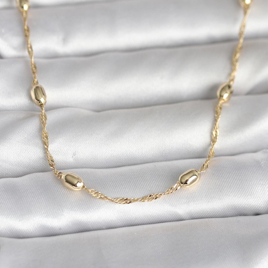 CM 14K Gold Color Twist Chain Drop Heel Model 45 cm Women s Necklace