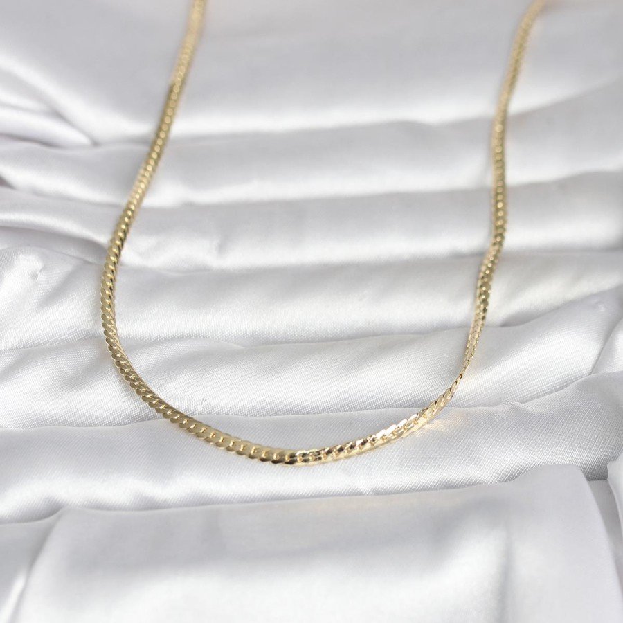 CM 14K Gold Color Flat Chain Model 45 cm Women s Necklace