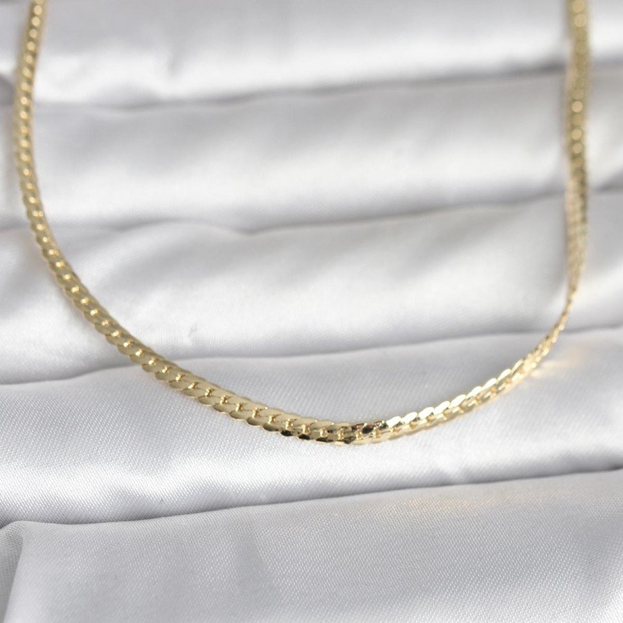 CM 14K Gold Color Flat Chain Model 45 cm Women s Necklace