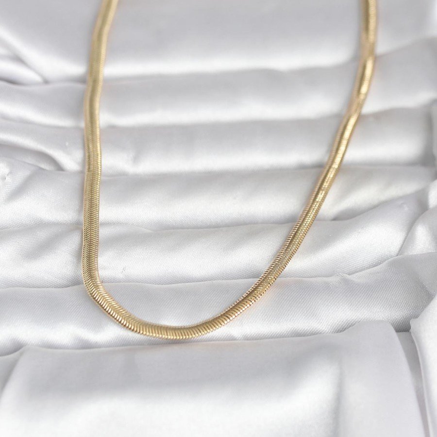 CM 14K Gold Color Flat Snake Chain Model 45 cm Women s Necklace