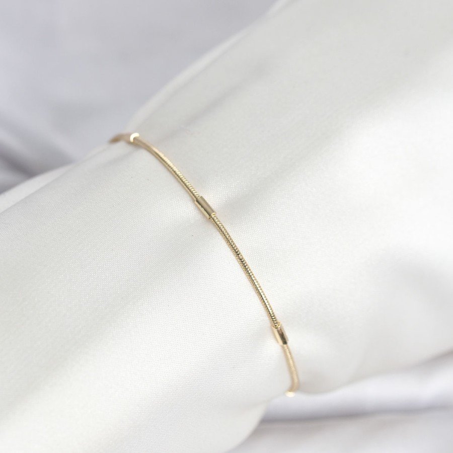 CM 14K Gold Color Bar Snake Chain Model Women s Bracelet