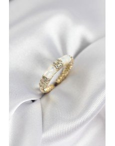 Zircon Stone Bone Model Gold Color Women's Ring