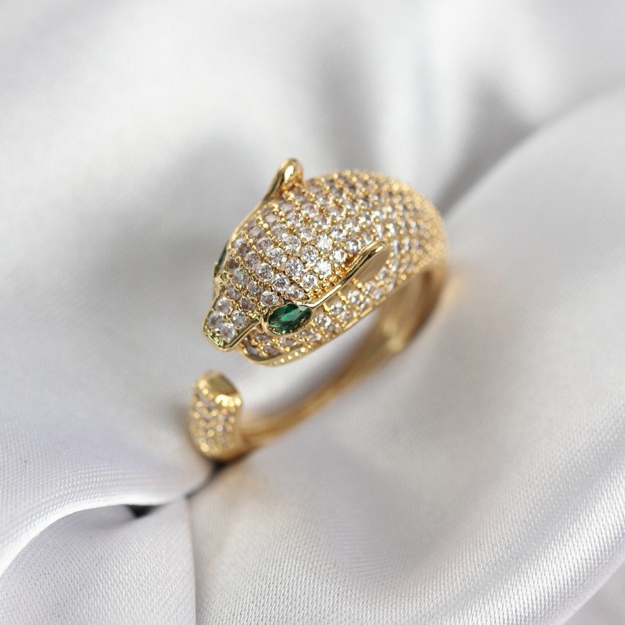 Jaguar Model Gold Color Zircon Stone Women s Ring