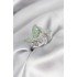 Silver Color Water Green Butterfly Model Zircon Stone Women's Ring
