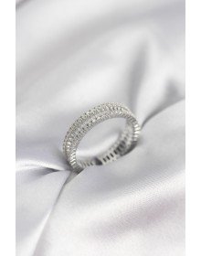 Silver Color Minimal Zircon Stone Women's Ring