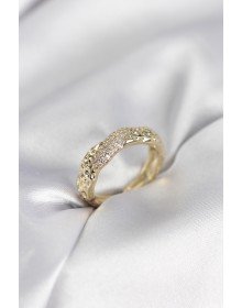 Gold Color Women's Ring with Zircon Stone and Stud