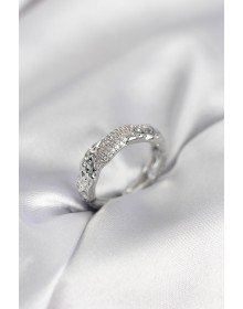 Silver Color Women's Ring with Zircon Stone and Stud