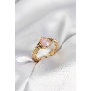 Gold Color Pink Drop Model Women's Ring
