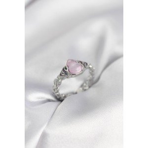Silver Color Pink Drop Model Women's Ring