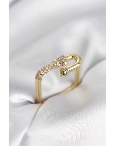 Gold Color Zircon Stone Tifani Model Square Women's Ring Gold Color Zircon Stone Tifani Model Square Women's Ring