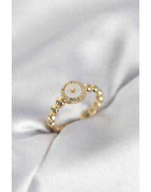 Gold Color Pearlescent Star Model Zircon Stone Women's Ring