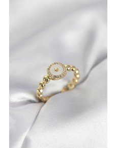Gold Color Pearlescent Star Model Zircon Stone Women's Ring
