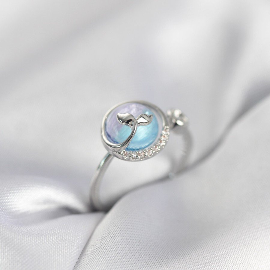 Silver Color Fish Tail Ocean Model Women s Ring