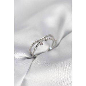 Silver Color Zircon Stone Bow Model Women's Ring