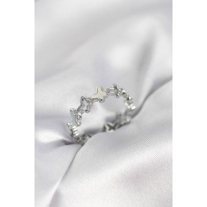 Silver Color Butterfly Model Brass Women's Ring