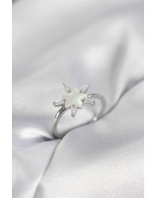 Silver Color Star Model Pearlescent Zircon Stone Women's Ring