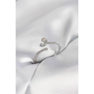 Silver Color Brass Tailed Heart Model Women's Ring