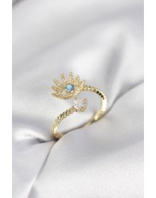Gold Color Eye Model Zircon Stone Women's Ring