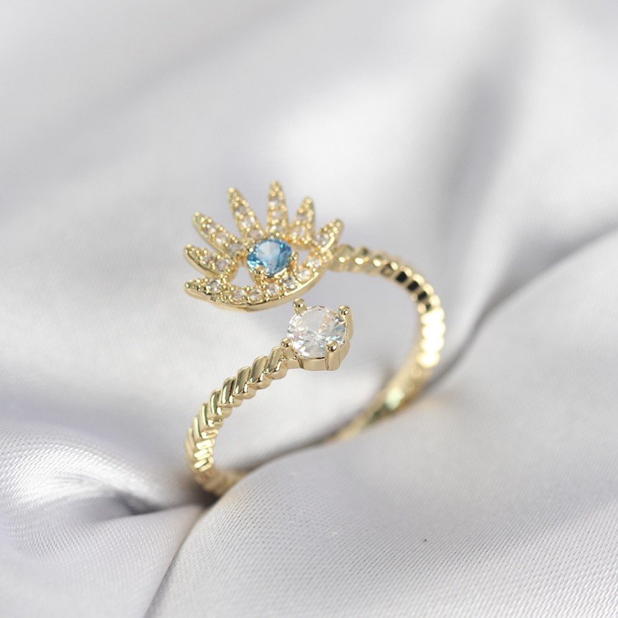 Gold Color Eye Model Zircon Stone Women s Ring