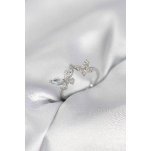 Butterfly Model Zircon Stone Silver Color Women's Ring Butterfly Model Zircon Stone Silver Color Women's Ring