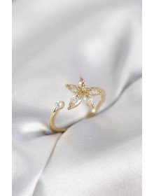 Lotus Model Zircon Stone Gold Color Women's Ring